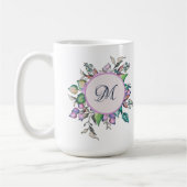 Elegantes Floral Pastel Wasserfarben Monogramm Kaffeetasse (Links)