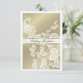 Elegantes Floral Peacock Weißes Hochzeitessen Reze Einladung (Stehend Vorderseite)