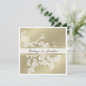 Elegantes Floral Pfau Weiße Hochzeit Einladung (Stehend Vorderseite)