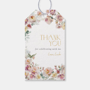 Elegantes Floral Pink Vintag Gold Vielen Dank Geschenkanhänger