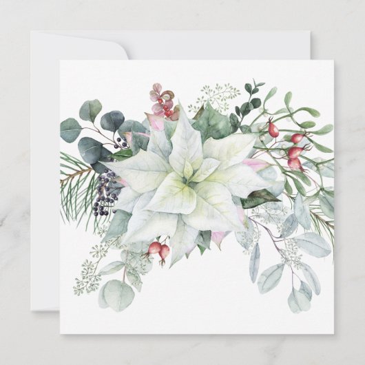 Elegantes Floral Poinsettia Holiday Open House Einladung (Rückseite)
