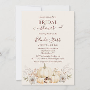 Elegantes Floral Pumpkins Fall Brautparty Einladung
