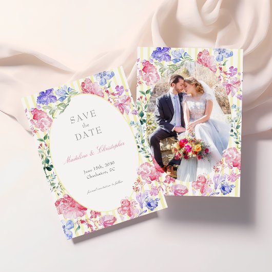 Elegantes Floral Regency Foto Hochzeit Save The Date
