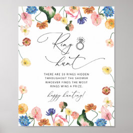 Elegantes Floral Ring Hunt Brautparty Spielzeichen Poster
