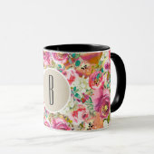 Elegantes floral Rustic Chic Kraft Monogram Custom Tasse (VorderseiteRechts)