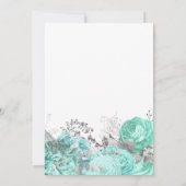 Elegantes Floral Script Aqua Silver Bridal Brunch Einladung (Rückseite)