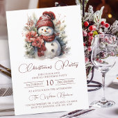Elegantes Floral Snowman Weihnachts-Party Einladung