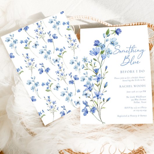 Elegantes Floral Something Blue Brautparty Einladung