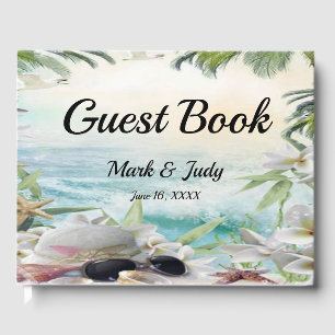 Elegantes Floral Tropical Beach Wedding Gästebuch
