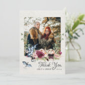 Elegantes Floral Viking Wedding Foto Vielen Dank Dankeskarte (Stehend Vorderseite)