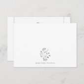 Elegantes Floral Vine Monogramm Mitteilungskarte (Vorne/Hinten)