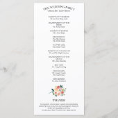 Elegantes floral wasserfarbenes Hochzeitsprogramm  Programm (Rückseite)