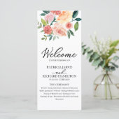 Elegantes floral wasserfarbenes Hochzeitsprogramm  Programm (Stehend Vorderseite)