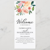 Elegantes floral wasserfarbenes Hochzeitsprogramm  Programm (Vorderseite)
