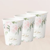 Elegantes Floral Watercolor Gold Brautparty Pappbecher