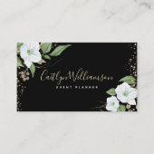 Elegantes Floral Watercolor Modernes Schwarzes Gol Visitenkarte (Vorderseite)