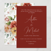 Elegantes Floral Watercolor Orange Moderne Hochzei