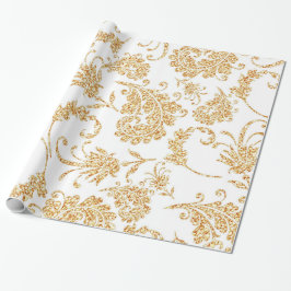 Elegantes Floral White Gold Geschenkpapier