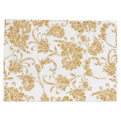 Elegantes Floral White Gold Große Geschenktüte (Rückseite)