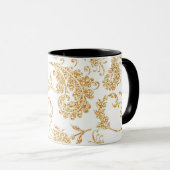 Elegantes Floral White Gold Tasse (VorderseiteRechts)