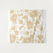 Elegantes Floral White Gold Wandteppich (Vorderseite (Horizontal))