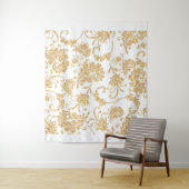 Elegantes Floral White Gold Wandteppich (Beispiel)