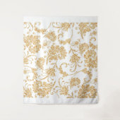 Elegantes Floral White Gold Wandteppich (Vorderseite)