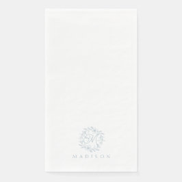 Elegantes Floral Wreath Dusty Blue Paper Handtuch Serviette
