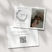 Elegantes Floral Wreath Monogramm-Foto Save The Date