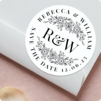 Elegantes Floral Wreath Monogramm Save the Date