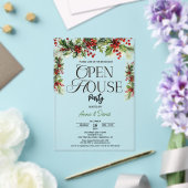 Elegantes Floral Xmas Holly Weihnachts-Open House Acryleinladungen (In Situ (Hochzeit))