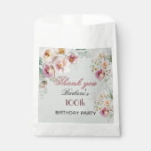 Elegantes Florales 100. Geburtstag Geschenktütchen (Vorderseite)