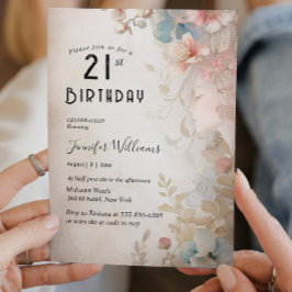 Elegantes florales 21. Party Einladung