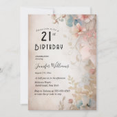 Elegantes florales 21. Party Einladung (Vorderseite)