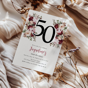 Elegantes Florales 50. Geburtstagsjubiläum Einladung