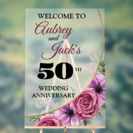 Elegantes florales 50-jähriges Acrylzeichen Acrylschild