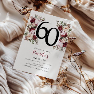 Elegantes Florales 60. Geburtstagsjubiläum Einladung