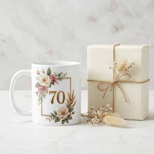 Elegantes Florales 70. Geburtstags-Jubiläum mit Na Kaffeetasse