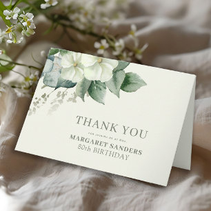 Elegantes florales 80. Geburtstags- Dankeskarte
