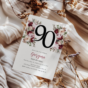 Elegantes Florales 90. Geburtstagsjubiläum Einladung