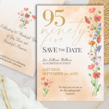 Elegantes Florales 95. Geburtstags-Save-the-Date -