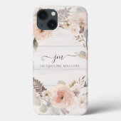 Elegantes florales Aquarellblatt Rustikales Monogr Case-Mate iPhone Hülle (Rückseite)