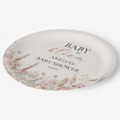 Elegantes florales Baby in Blüte Pappteller (Schrägansicht)