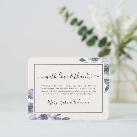 Elegantes florales Beerdigungsdenkmal Dankeschön Dankeskarte (Stehend Vorderseite)