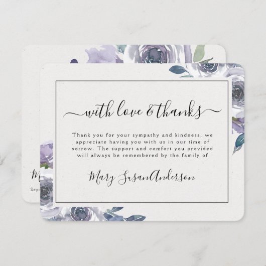Elegantes florales Beerdigungsdenkmal Dankeschön Dankeskarte (Vorne/Hinten)