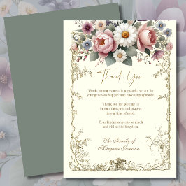 Elegantes florales Beileid Beileid Vintag Dankeskarte