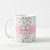 Elegantes florales botanisches Skript-Monogramm Kaffeetasse (Links)
