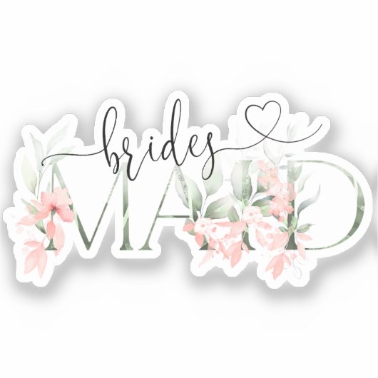Elegantes florales Brautparty & Bridesmaid Sticker (Vorderseite)