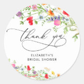 Elegantes florales Brautparty Danke Runder Aufkleber (Vorderseite)