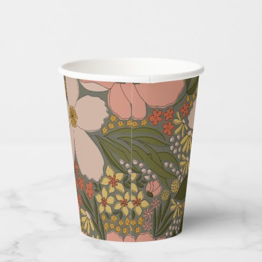 Elegantes, florales Brautparty Personalisiert Pappbecher (Rechts)